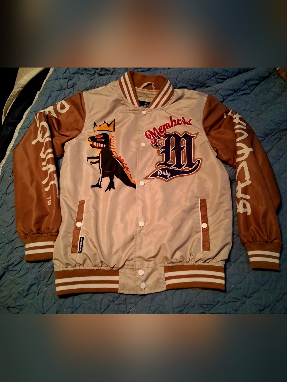 Members Only x Jean-Michel Basquiat Sz Small. Light-weight Bomber Jacket. New